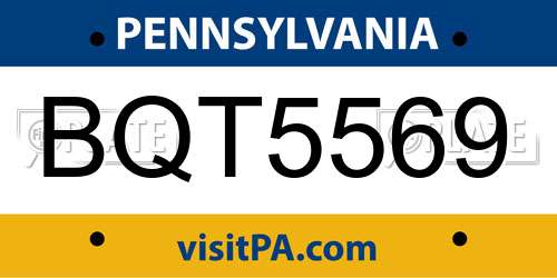 BQT5569 Pennsylvania License Plate