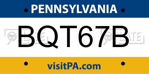 BQT67B Pennsylvania License Plate