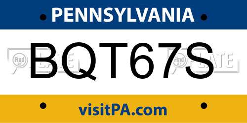 BQT67S Pennsylvania License Plate