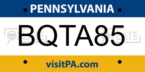 BQTA85 Pennsylvania License Plate