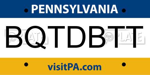 BQTDBTT Pennsylvania License Plate