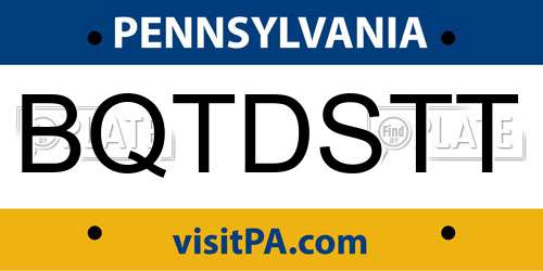 BQTDSTT Pennsylvania License Plate