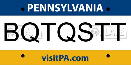 BQTQSTT Pennsylvania License Plate