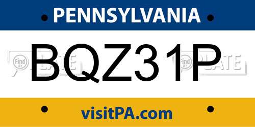 BQZ31P Pennsylvania License Plate