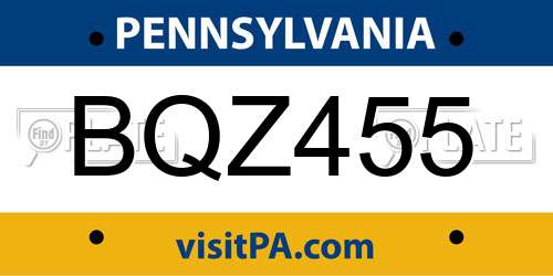 BQZ455 Pennsylvania License Plate
