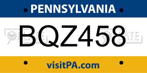 BQZ458 Pennsylvania License Plate
