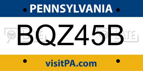 BQZ45B Pennsylvania License Plate