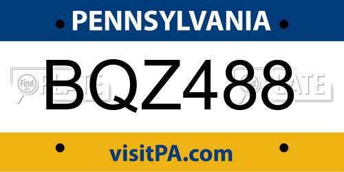 BQZ488 Pennsylvania License Plate