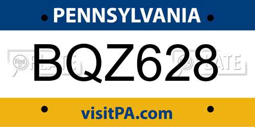 BQZ628 Pennsylvania License Plate