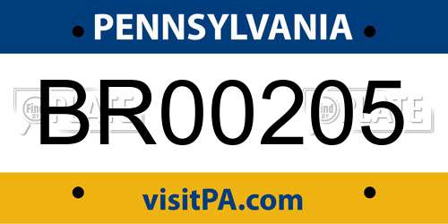 BR00205 Pennsylvania License Plate