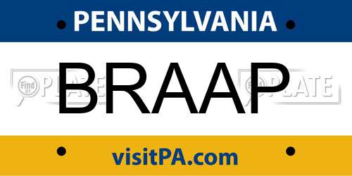 BRAAP Pennsylvania License Plate