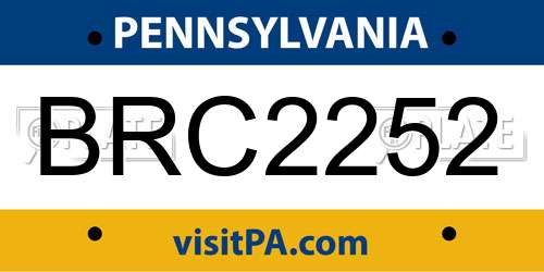 BRC2252 Pennsylvania License Plate