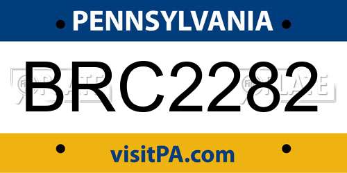 BRC2282 Pennsylvania License Plate
