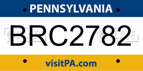 BRC2782 Pennsylvania License Plate