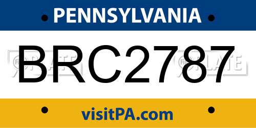 BRC2787 Pennsylvania License Plate