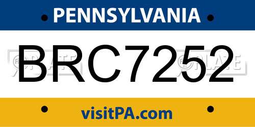 BRC7252 Pennsylvania License Plate