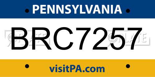 BRC7257 Pennsylvania License Plate