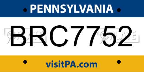 BRC7752 Pennsylvania License Plate