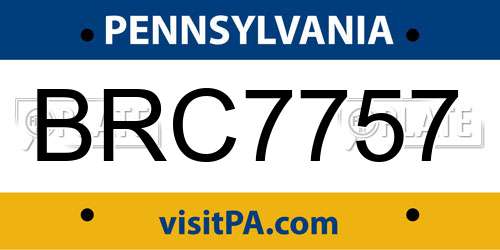 BRC7757 Pennsylvania License Plate