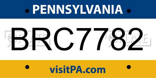 BRC7782 Pennsylvania License Plate