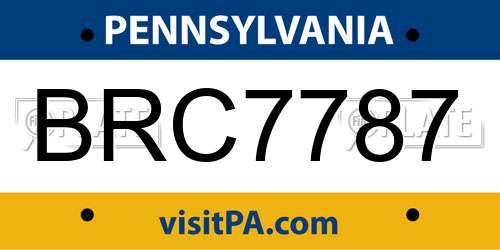 BRC7787 Pennsylvania License Plate