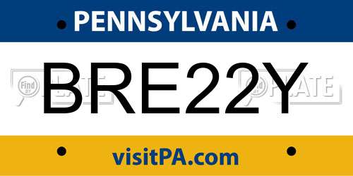 BRE22Y Pennsylvania License Plate