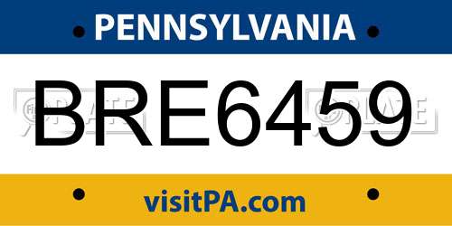 BRE6459 Pennsylvania License Plate