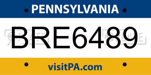 BRE6489 Pennsylvania License Plate