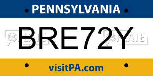 BRE72Y Pennsylvania License Plate