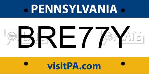 BRE77Y Pennsylvania License Plate
