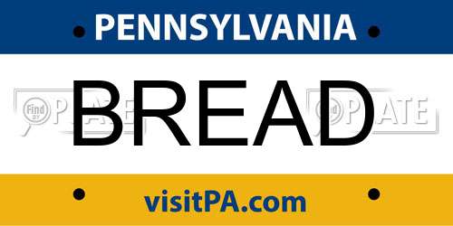 BREAD Pennsylvania License Plate