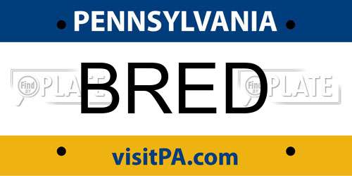 BRED Pennsylvania License Plate