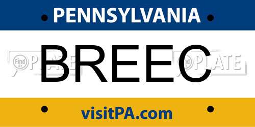 BREEC Pennsylvania License Plate