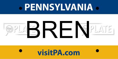 BREN Pennsylvania License Plate