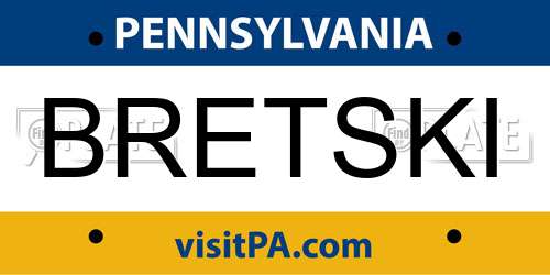 BRETSKI Pennsylvania License Plate