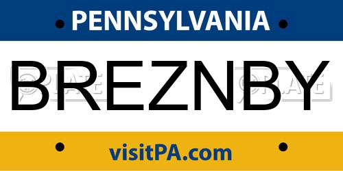 BREZNBY Pennsylvania License Plate