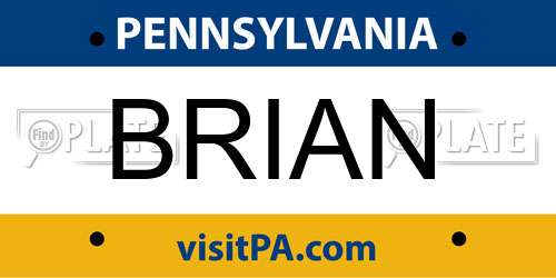 BRIAN Pennsylvania License Plate