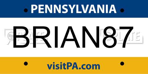 BRIAN87 Pennsylvania License Plate