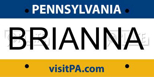 BRIANNA Pennsylvania License Plate