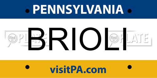 BRIOLI Pennsylvania License Plate