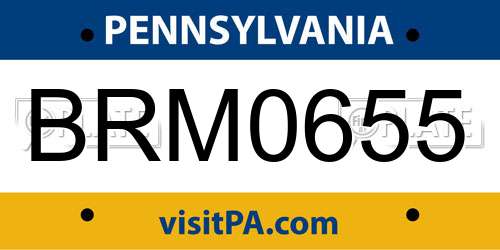 BRM0655 Pennsylvania License Plate