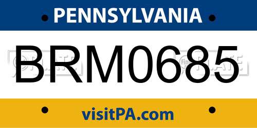 BRM0685 Pennsylvania License Plate