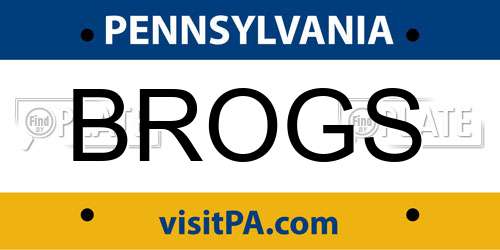 BROGS Pennsylvania License Plate