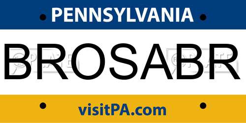 BROSABR Pennsylvania License Plate