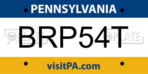 BRP54T Pennsylvania License Plate