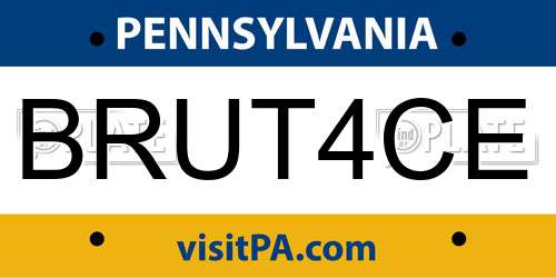 BRUT4CE Pennsylvania License Plate