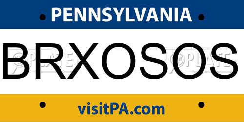 BRXOSOS Pennsylvania License Plate