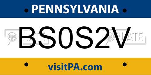 BS0S2V Pennsylvania License Plate