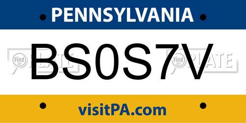 BS0S7V Pennsylvania License Plate