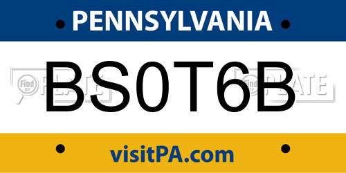 BS0T6B Pennsylvania License Plate